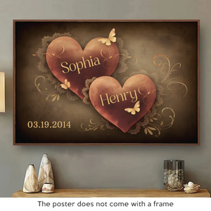 Together, Our Hearts Create A Love Story - Couple Personalized Custom Horizontal Poster - Gift For Husband Wife, Anniversary