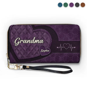 Mom, You’re The Glue That Holds Us Together - Family Personalized Custom Leather Long Wallet - Gift For Mom, Grandma