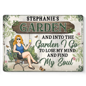 Into The Garden, I Find Peace For My Mind And Soul - Family Personalized Custom Home Decor Metal Sign - Gift For Yourself, Best Friends, Siblings, Family Members