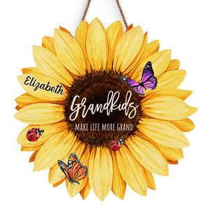 Love Grows Grander With Grandchildren - Family Personalized Custom Shaped Home Decor Wood Sign - House Warming Gift For Mom, Grandma