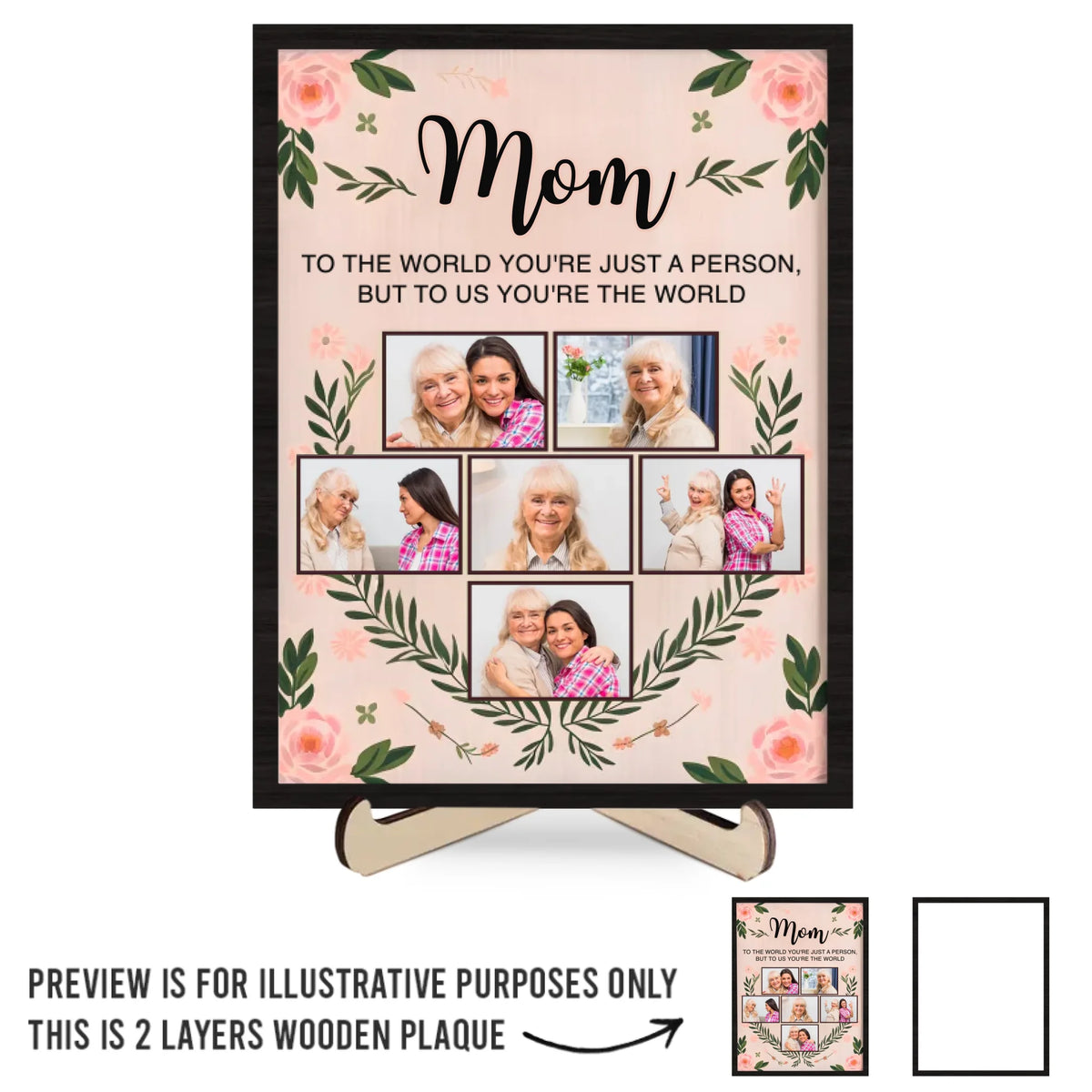 Custom Photo You Are My Heart, My Strength, My Everything - Family Personalized Custom 2-Layered Wooden Plaque With Stand - Gift For Mom, Daughter