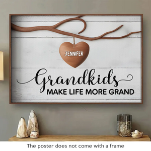 Grandkids Are The Heart Of A Family - Family Personalized Custom Horizontal Poster - Gift For Mom, Grandma