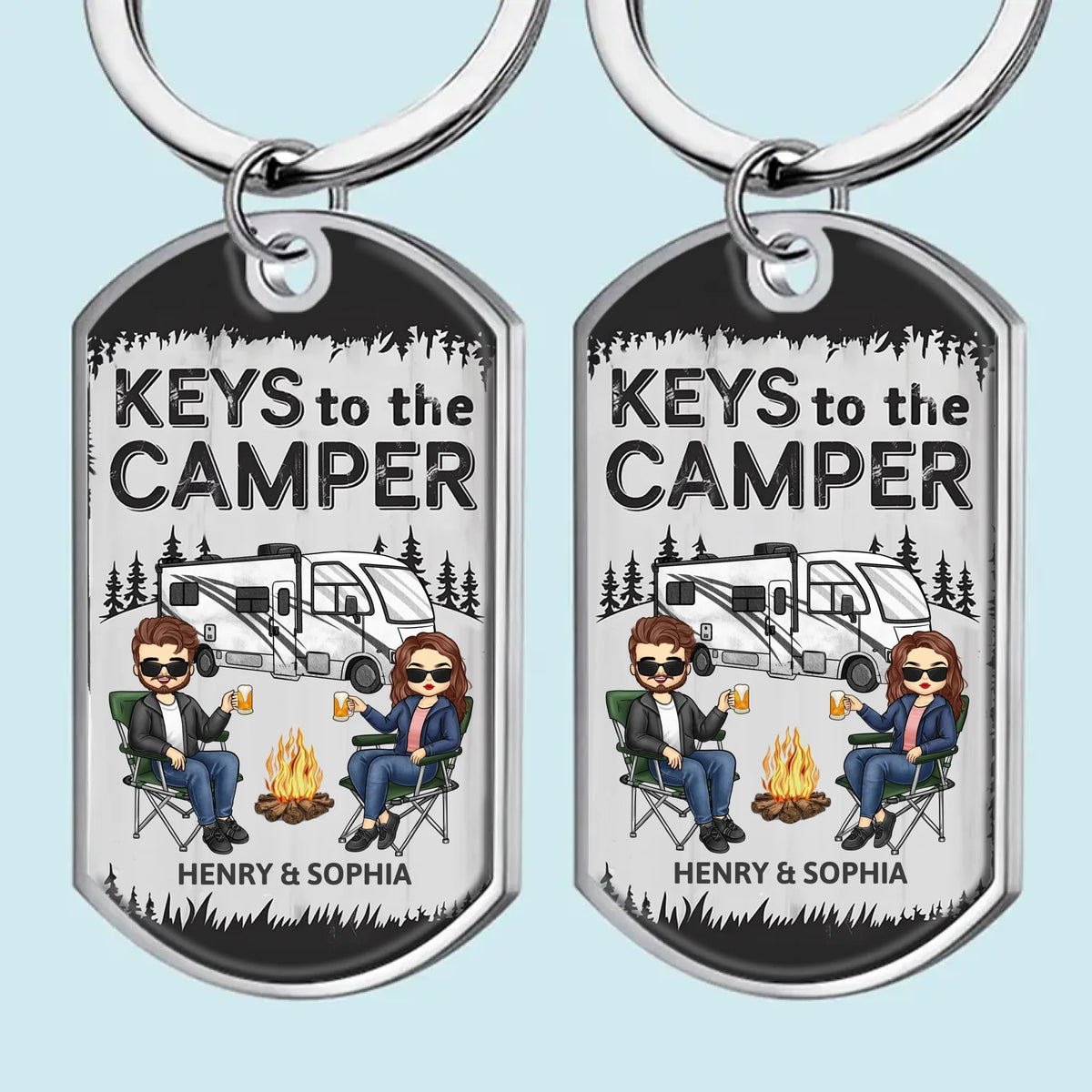 Unlock The Adventure With The Keys To The Camper - Camping Personalized Custom Keychain - Gift For Couple, Husband Wife, Camping Lovers