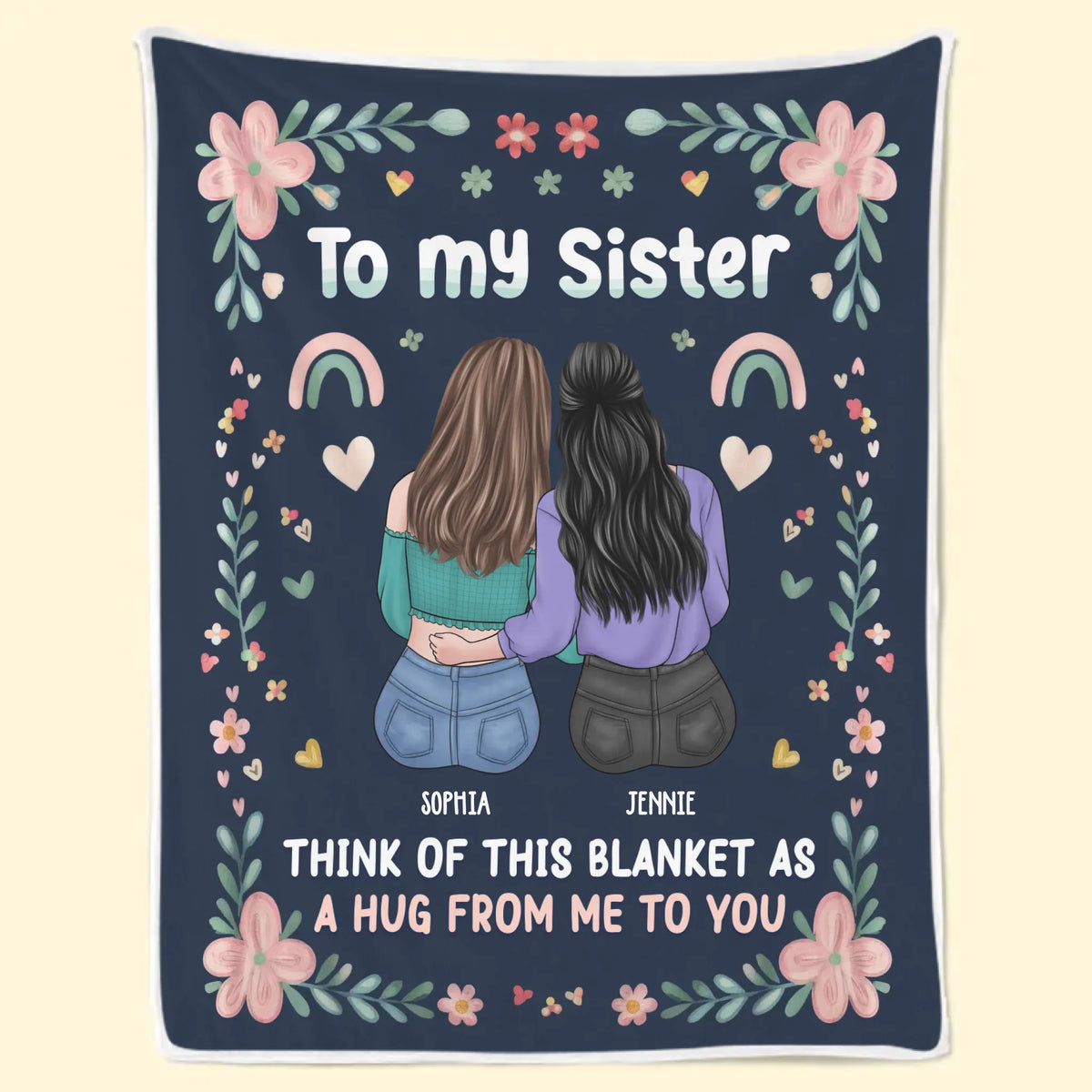 This Blanket Is A Hug From Me To You - Bestie Personalized Custom Blanket - Gift For Best Friends, BFF, Sisters