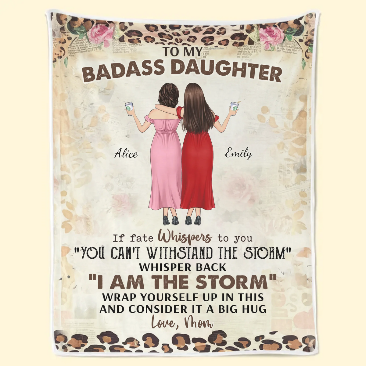 A Big Hug From Mother - Family Personalized Custom Blanket - Mother's Day, Gift For Mom, Grandma