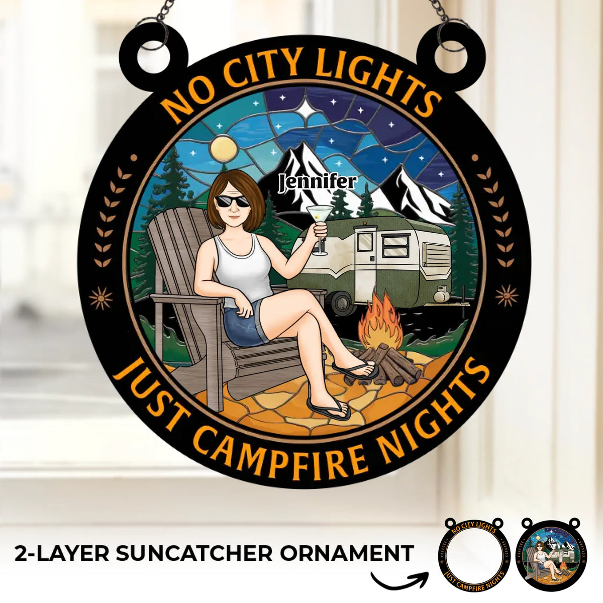 A Little Piece Of The Outdoors For Your Favorite Space - Family Personalized Window Hanging Suncatcher Ornament - Gift For Yourself, Best Friends, Siblings, Family Members