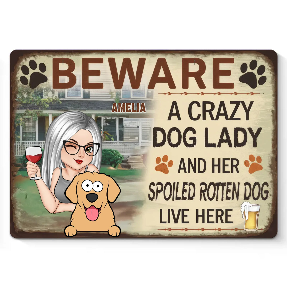 A Fun Way To Show Off Your Love For Your Furry Friends - Dog Personalized Custom Home Decor Metal Sign - House Warming Gift For Pet Owners, Pet Lovers