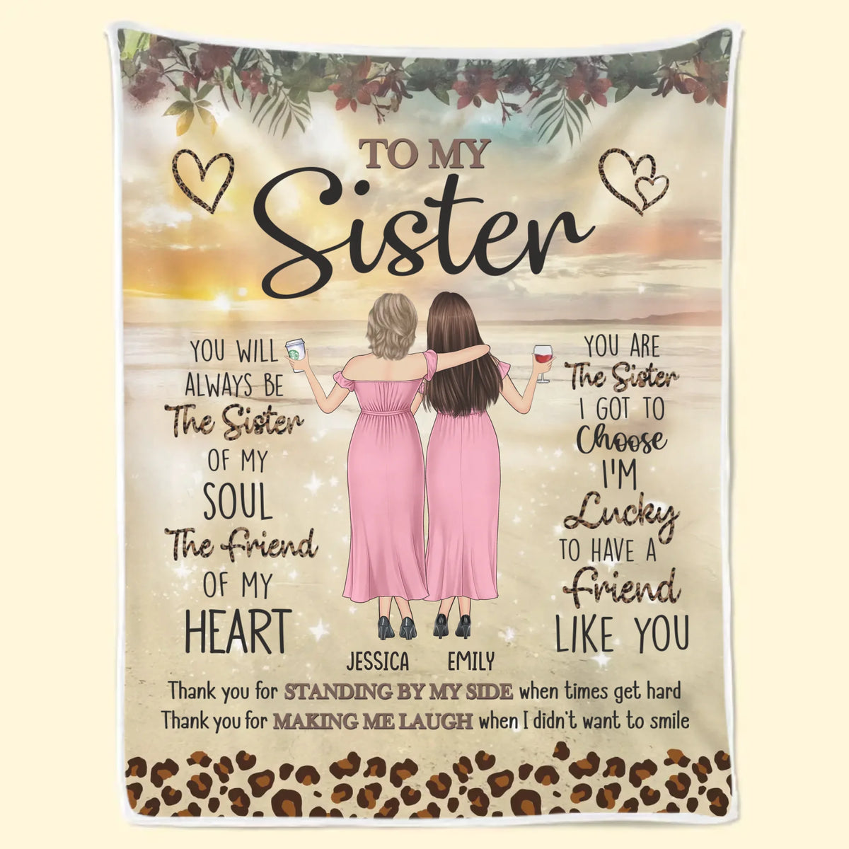 You’re The Friend My Heart Chose - Bestie Personalized Custom Blanket - Gift For Best Friends, BFF, Sisters