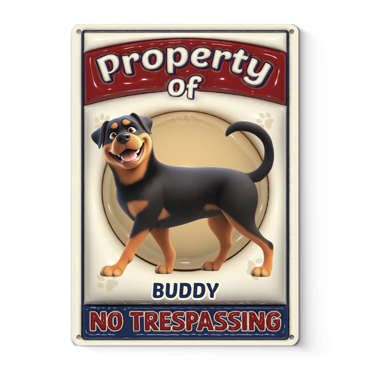 Property Of A Paw-some Dog - Dog Personalized Custom 3D Inflated Effect Printed Home Decor Metal Sign - House Warming Gift For Pet Owners, Pet Lovers