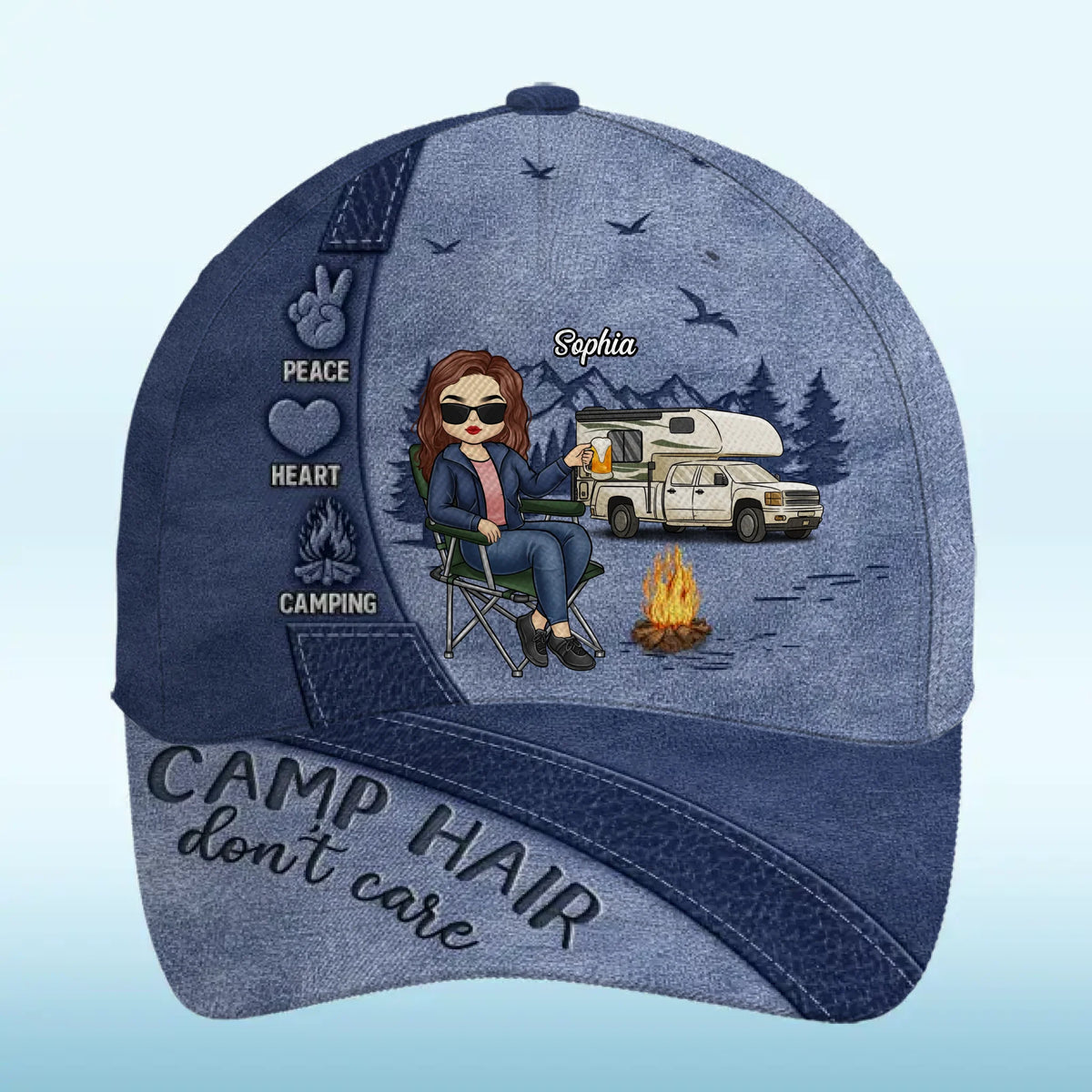 Under The Stars, We Find Peace - Camping Personalized Custom Hat, All Over Print Classic Cap - Gift For Camping Lovers
