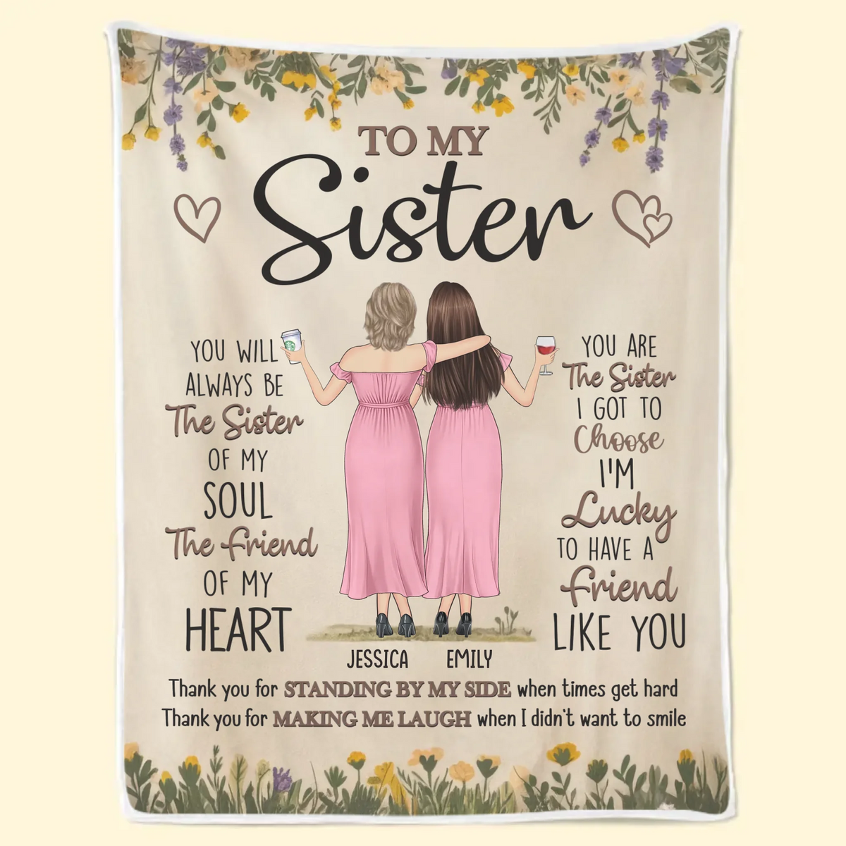 Thank You For Standing By My Side - Bestie Personalized Custom Blanket - Gift For Best Friends, BFF, Sisters