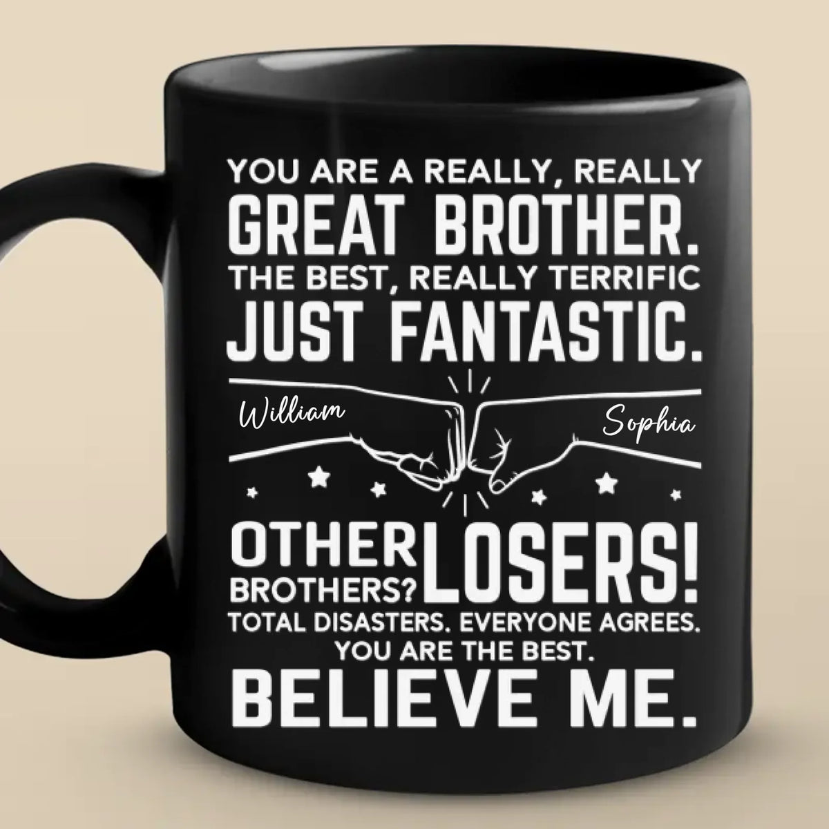 No Matter The Distance, Siblings Are Bound By Heart - Family Personalized Custom Black Mug - Gift For Family Members, Siblings, Brothers, Sisters