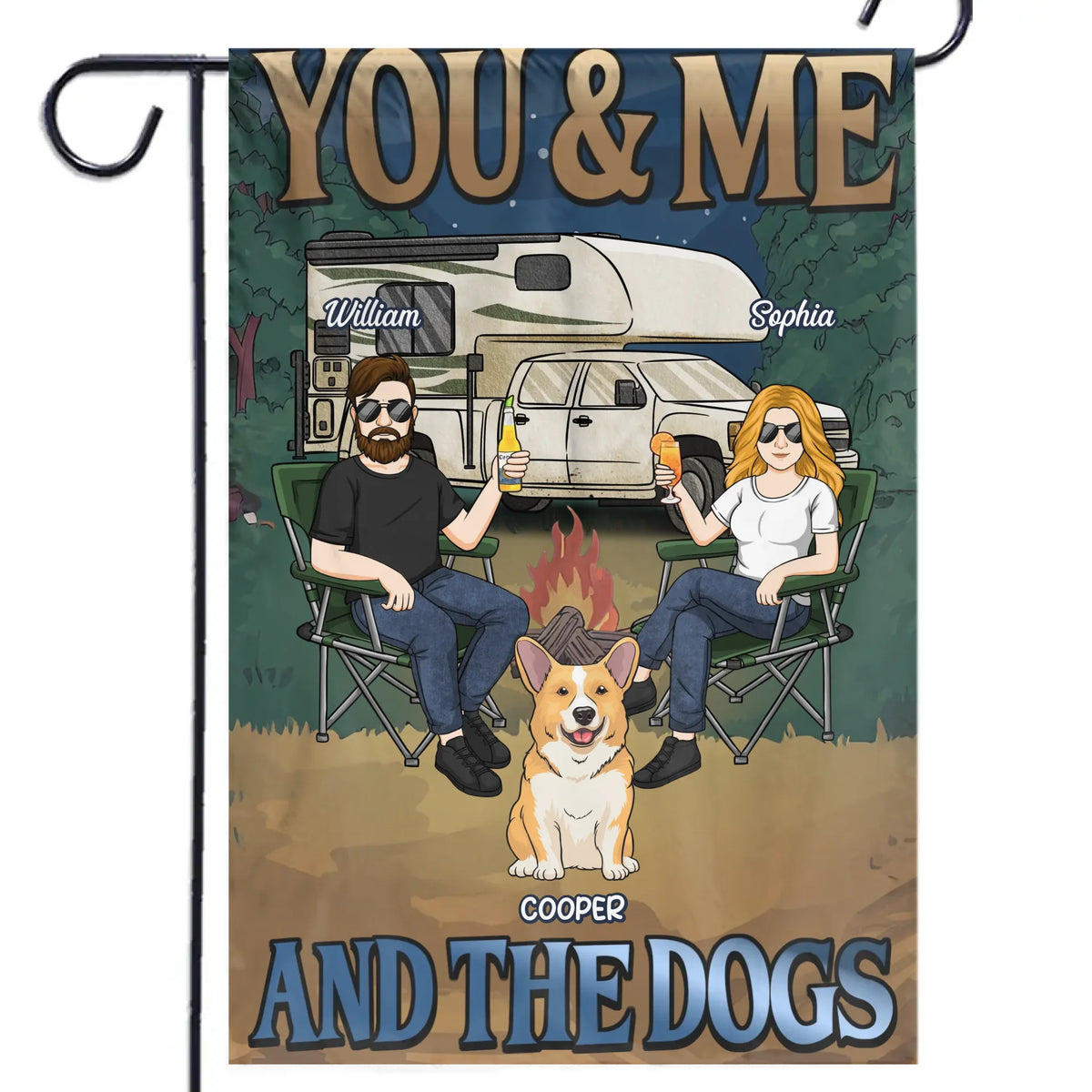 You, Me And Paws Full Of Love - Dog Personalized Custom Flag - Gift For Husband Wife, Pet Owners, Pet Lovers