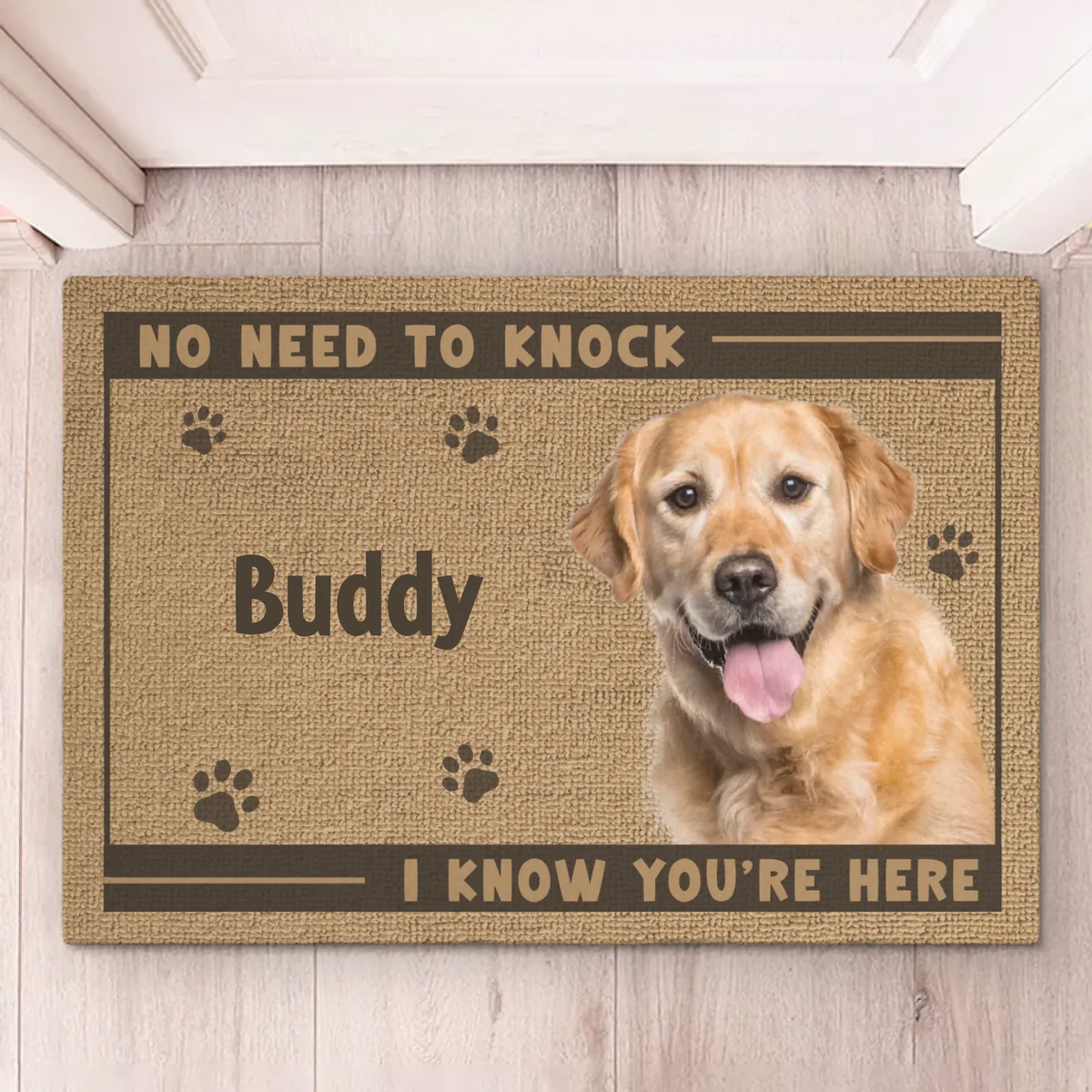 Custom Photo Wipe Your Paws, Hooman - Dog & Cat Personalized Custom Home Decor Decorative Mat - House Warming Gift For Pet Owners, Pet Lovers