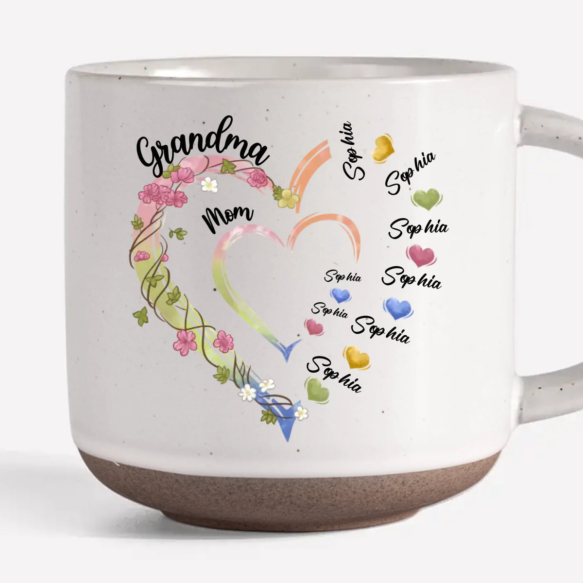 A Sweet Way To Celebrate Her Journey From Mom To Grandma - Family Personalized Custom Printed Pottery Mug - Gift For Mom, Grandma
