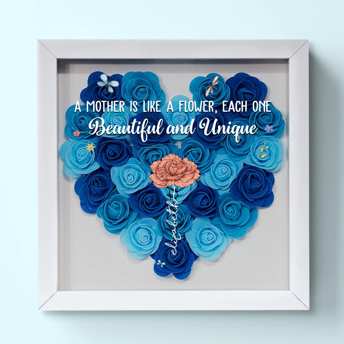 A Mother Is Like A Flower, Each One Beautiful And Unique - Family Personalized Custom Flower Shadow Box - Gift For Mom, Grandma