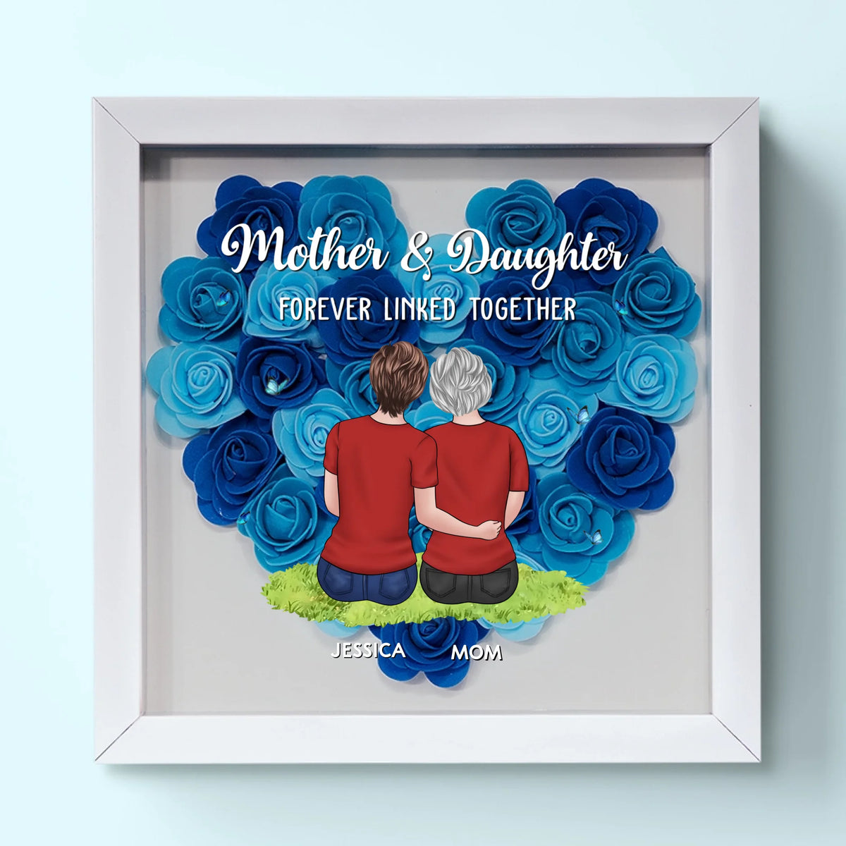 The Bond We Share Is My Greatest Gift - Family Personalized Custom Flower Shadow Box - Gift For Mom, Grandma