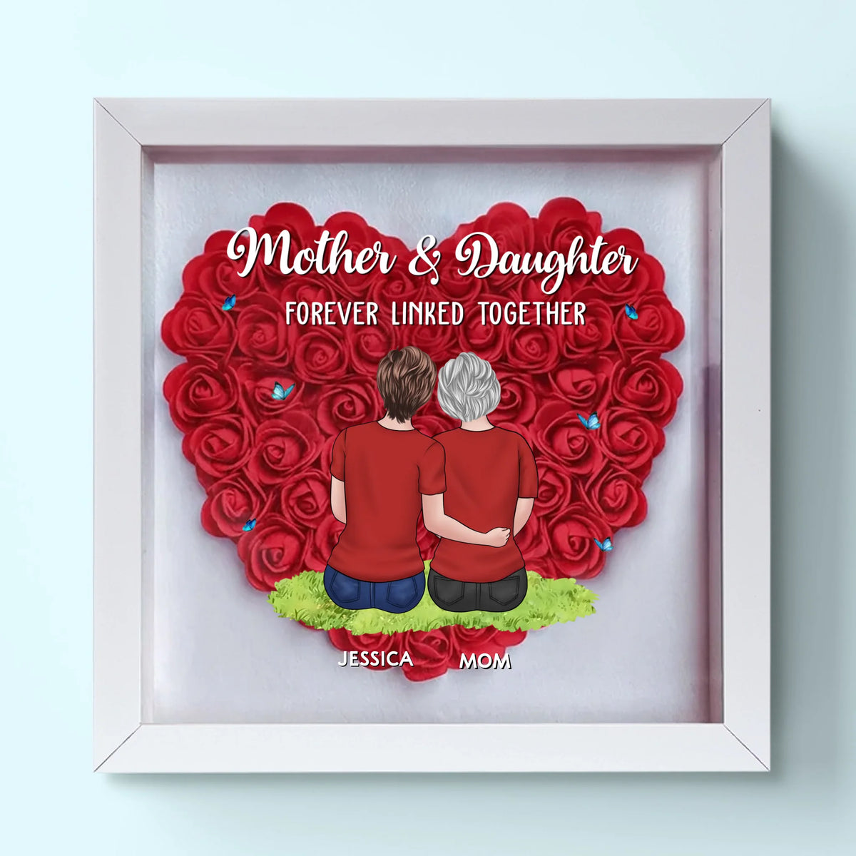 The Bond We Share Is My Greatest Gift - Family Personalized Custom Flower Shadow Box - Gift For Mom, Grandma