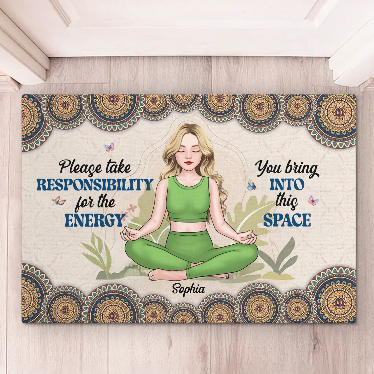 Breathe Deeply, Live Fully - Yoga Personalized Custom Home Decor Decorative Mat - House Warming Gift For Yoga Lovers