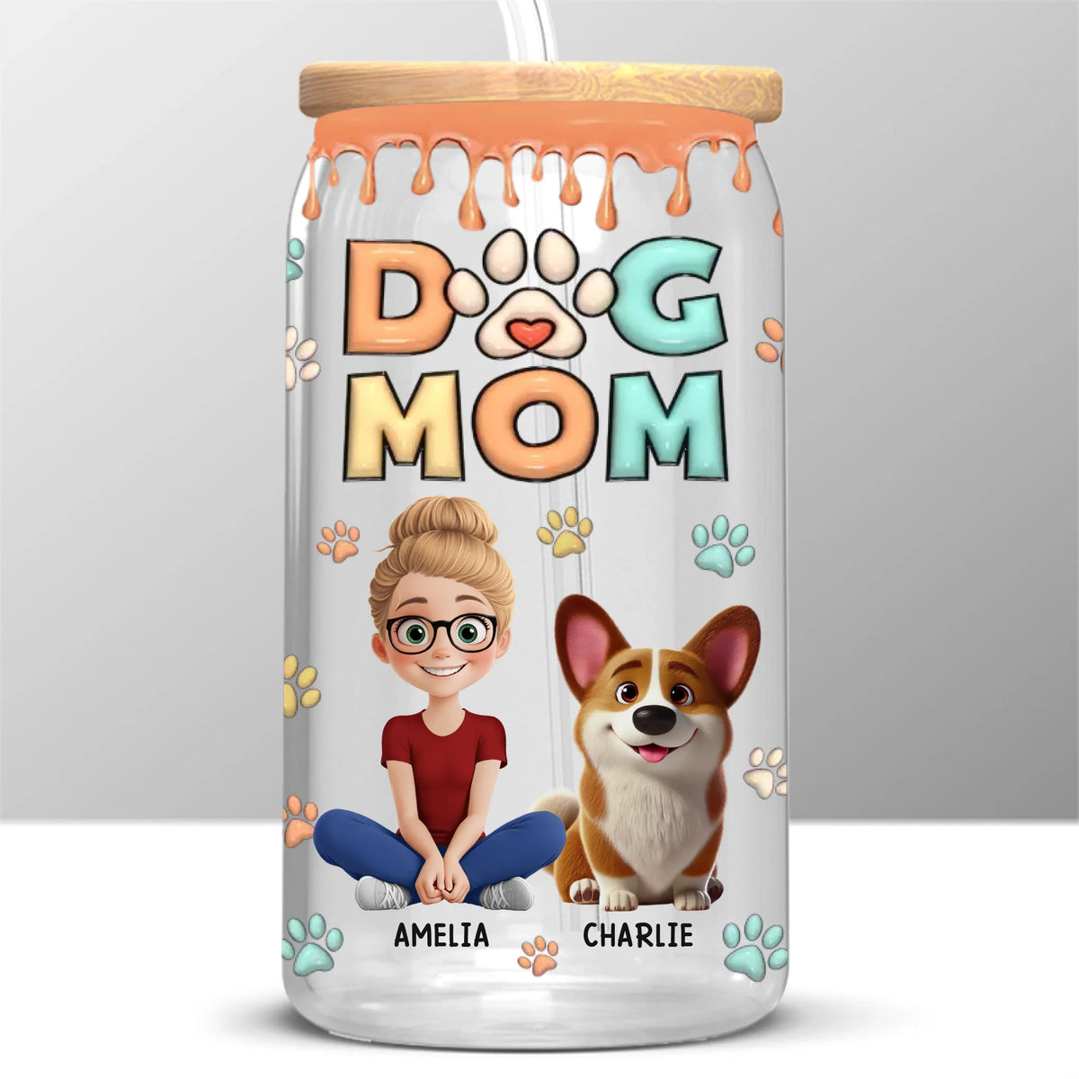A Fur Mom’s Love Is Forever - Dog & Cat Personalized Custom Glass Cup, Iced Coffee Cup -  Gift For Pet Owners, Pet Lovers