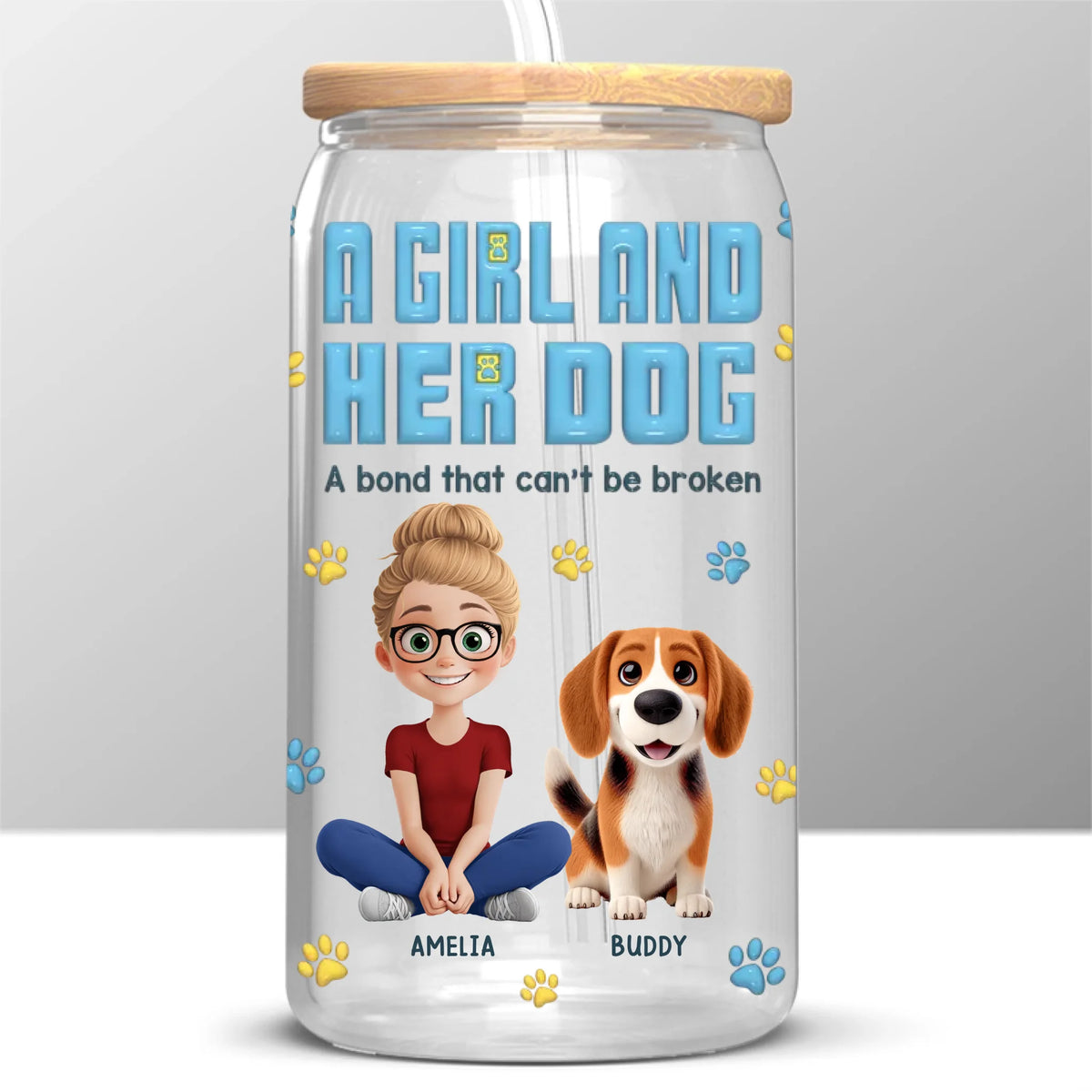 Best Friends Furever - Dog Personalized Custom Glass Cup, Iced Coffee Cup -  Gift For Pet Owners, Pet Lovers