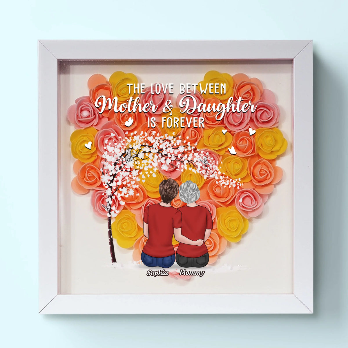 Behind Every Strong Daughter Is A Truly Amazing Mom - Family Personalized Custom Flower Shadow Box - Mother's Day, Gift For Mom, Grandma