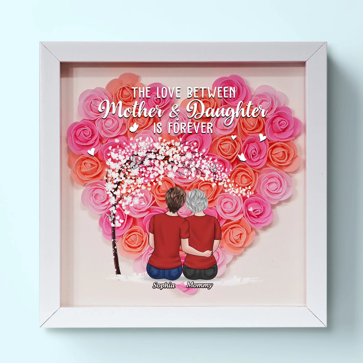 Behind Every Strong Daughter Is A Truly Amazing Mom - Family Personalized Custom Flower Shadow Box - Mother's Day, Gift For Mom, Grandma