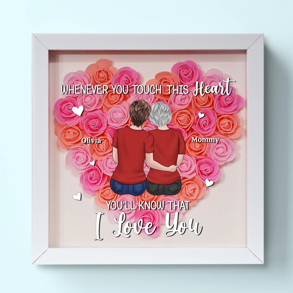 Mom And Daughter Forever - Family Personalized Custom Flower Shadow Box - Mother's Day, Gift For Mom, Grandma