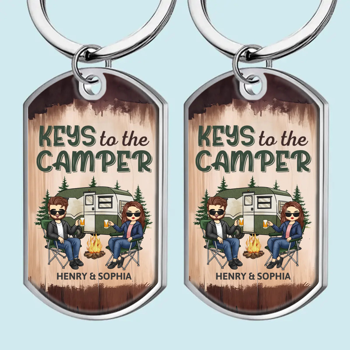 Keys To The Camper - Camping Personalized Custom Keychain - Gift For Couple, Husband Wife, Camping Lovers