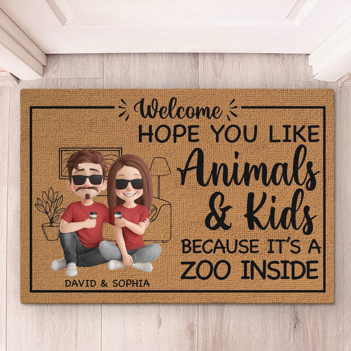 It's A Zoo Inside - Couple Personalized Custom Home Decor Decorative Mat - House Warming Gift For Husband Wife, Anniversary