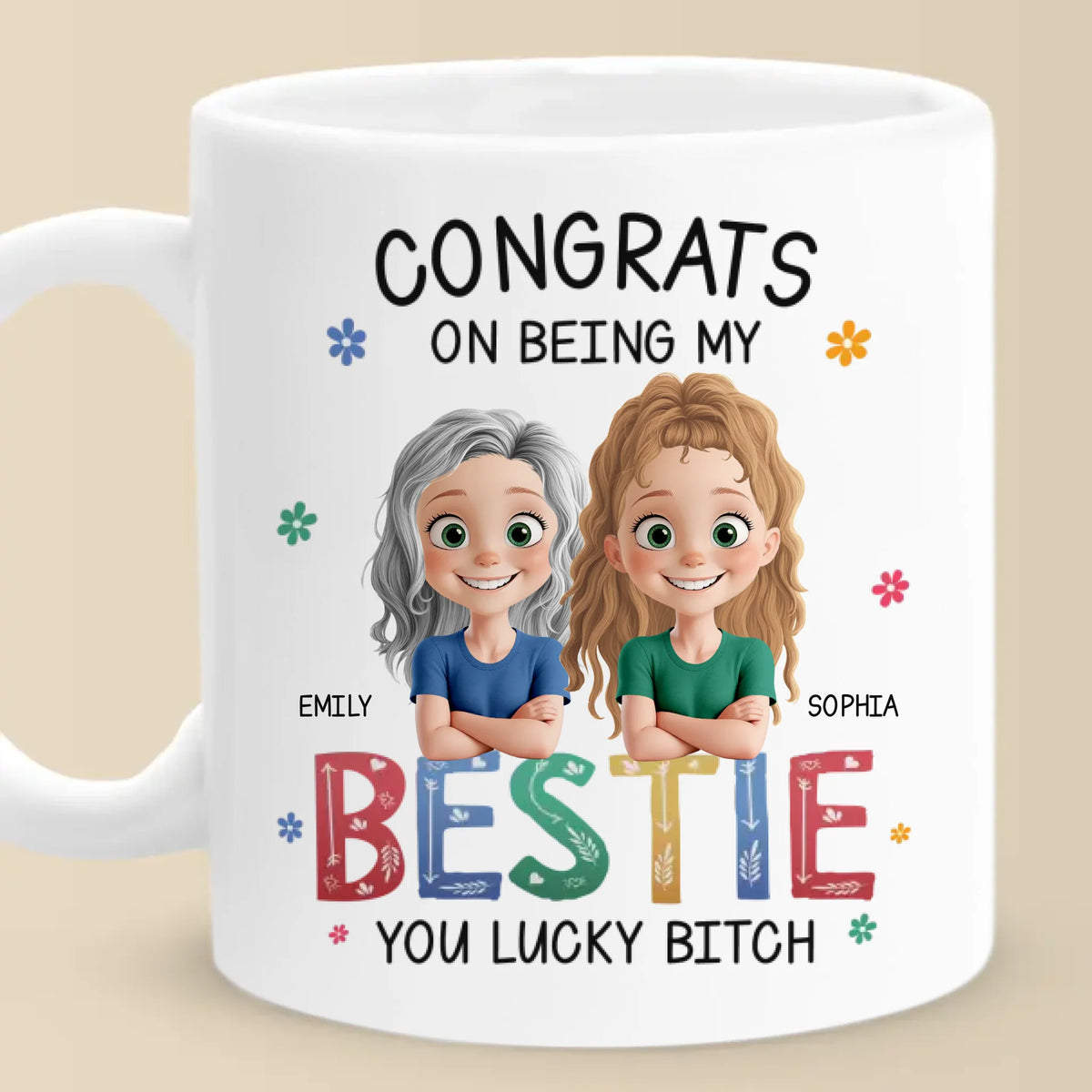 Soul Sisters For Life - Bestie Personalized Custom Mug - Gift For Best Friends, BFF, Sister