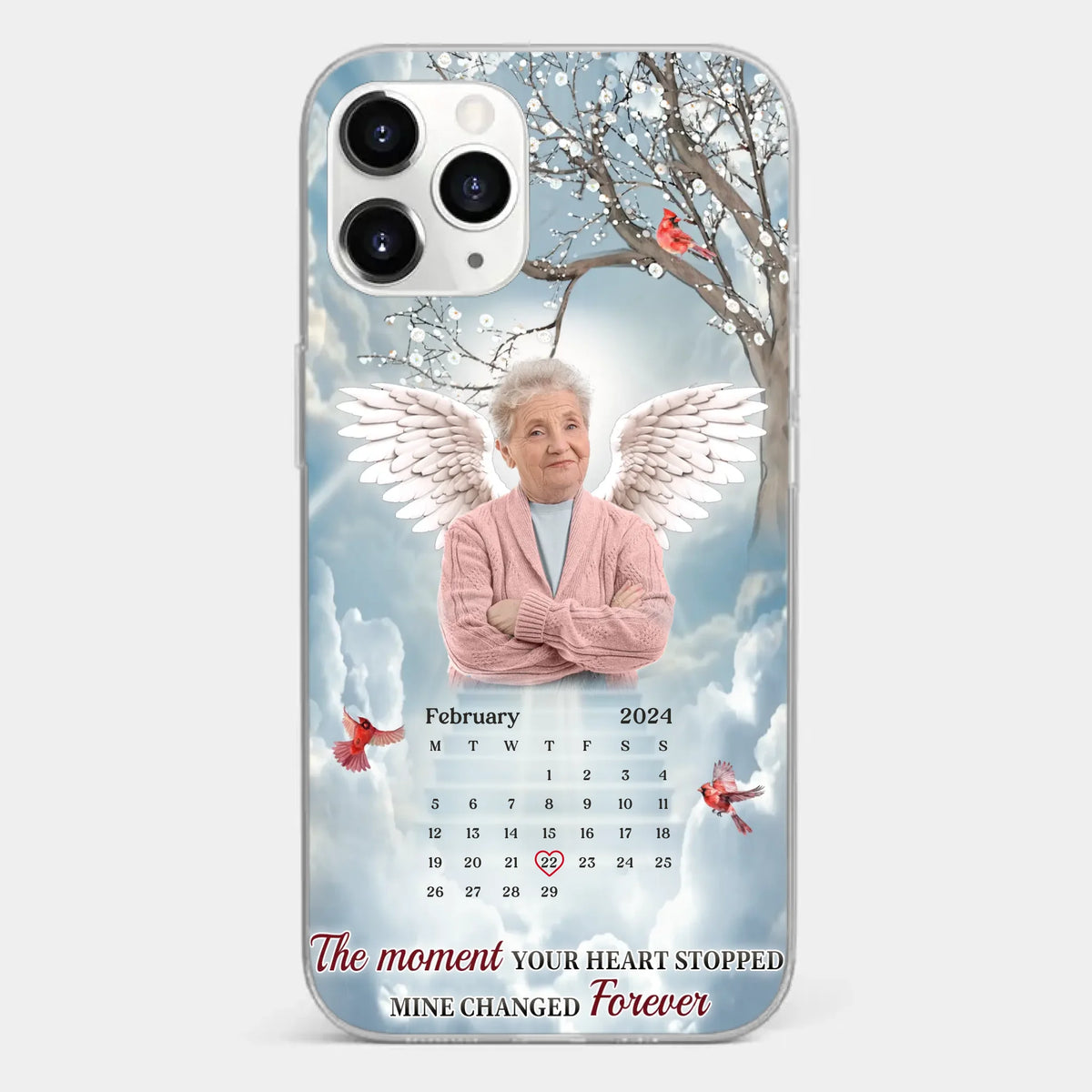 Custom Photo In Our Hearts, You Live On - Memorial Personalized Custom Clear Phone Case - Sympathy Gift For Family Members