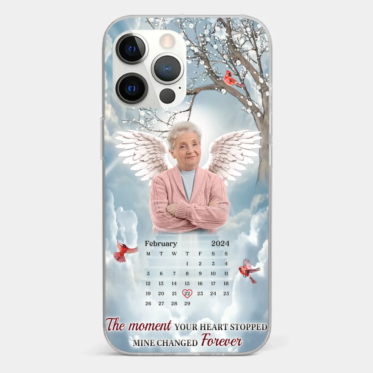 Custom Photo In Our Hearts, You Live On - Memorial Personalized Custom Clear Phone Case - Sympathy Gift For Family Members