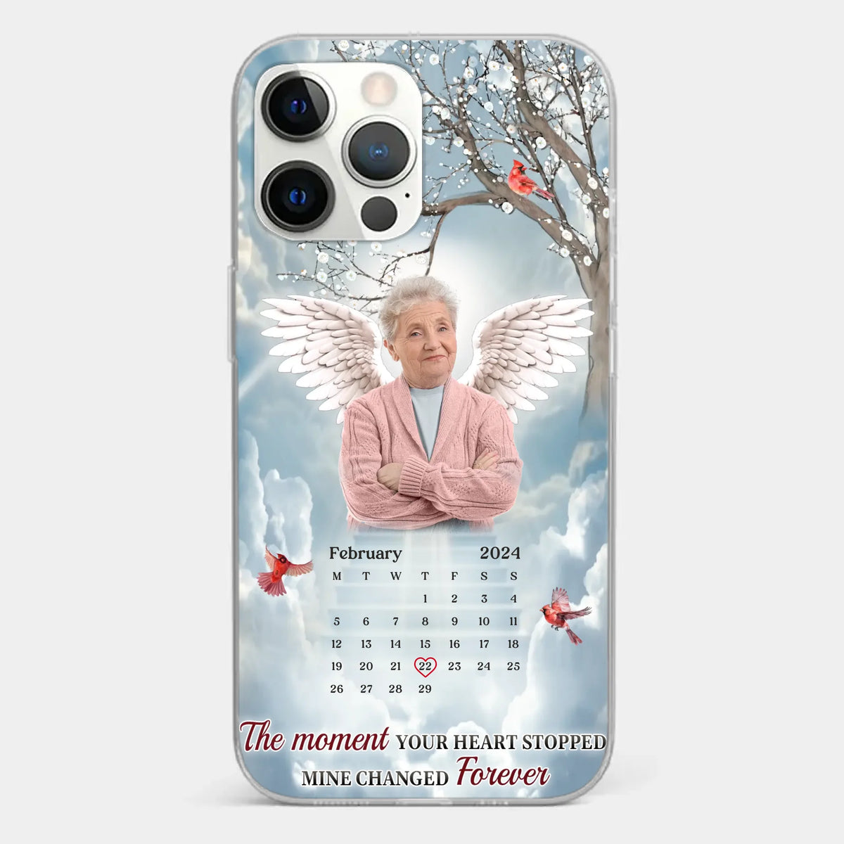 Custom Photo In Our Hearts, You Live On - Memorial Personalized Custom Clear Phone Case - Sympathy Gift For Family Members