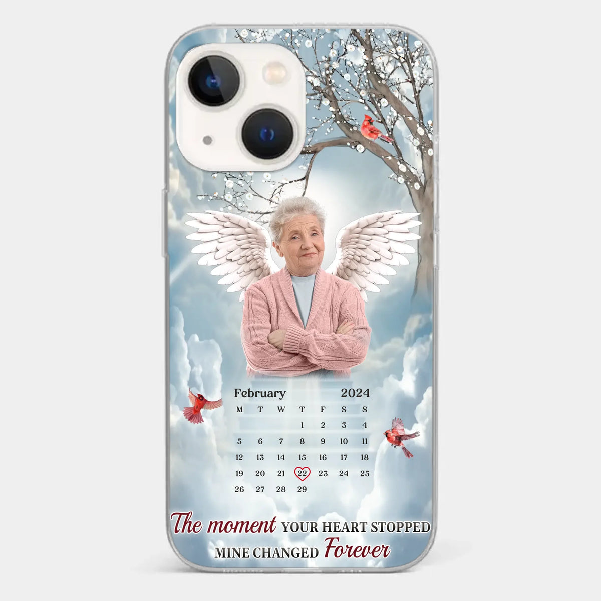 Custom Photo In Our Hearts, You Live On - Memorial Personalized Custom Clear Phone Case - Sympathy Gift For Family Members
