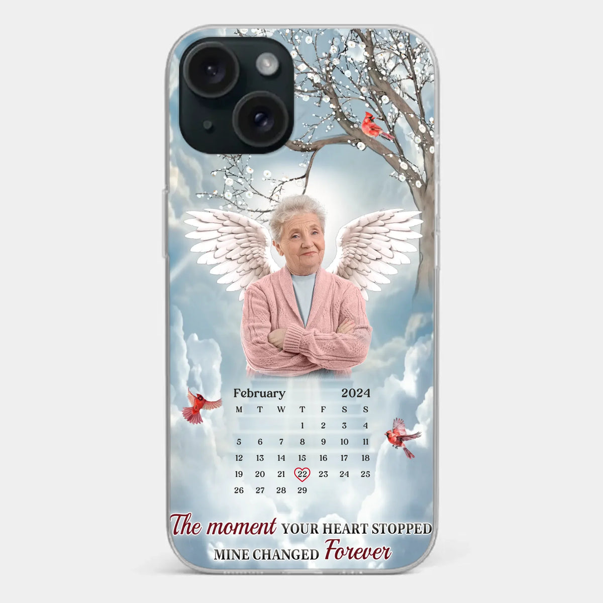 Custom Photo In Our Hearts, You Live On - Memorial Personalized Custom Clear Phone Case - Sympathy Gift For Family Members