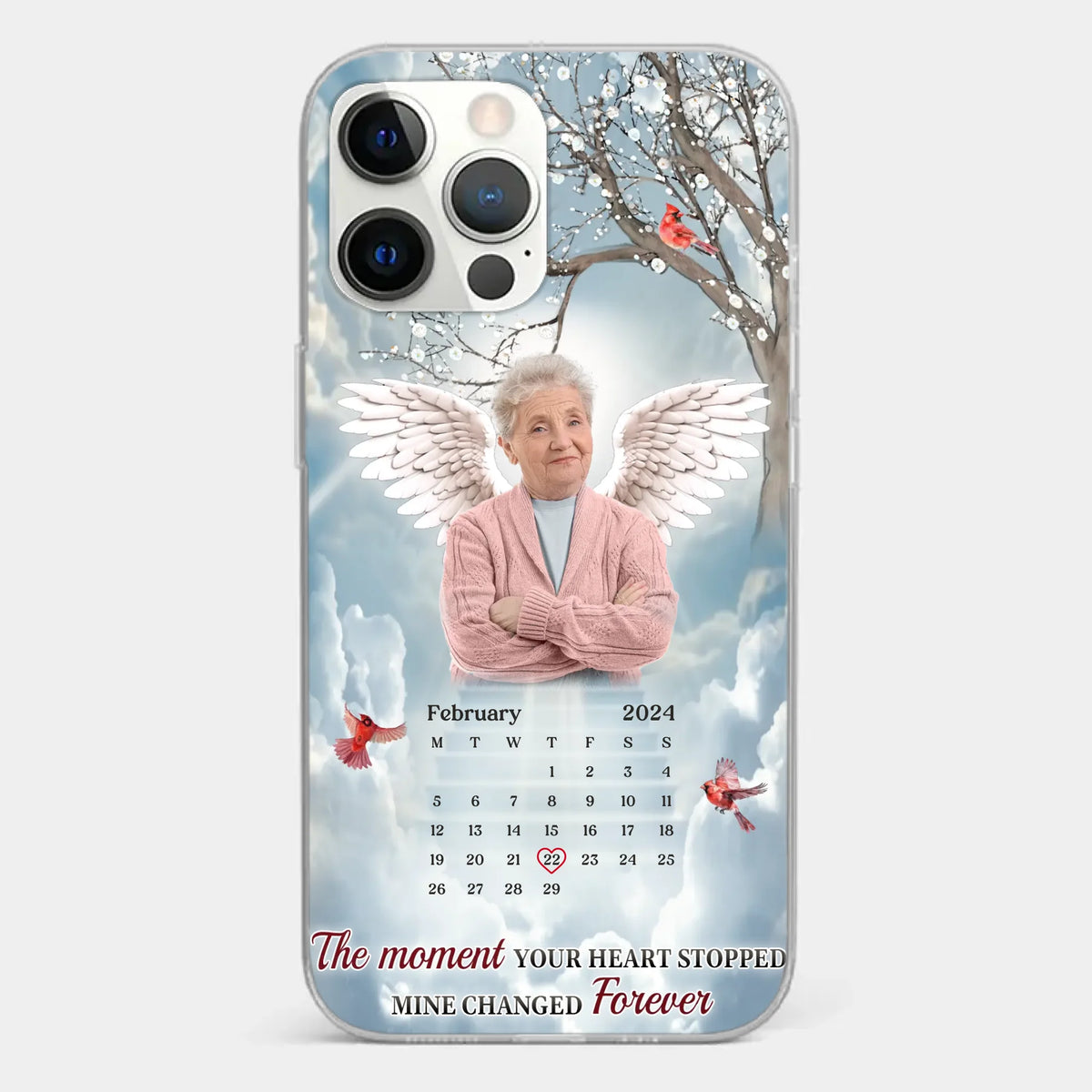 Custom Photo In Our Hearts, You Live On - Memorial Personalized Custom Clear Phone Case - Sympathy Gift For Family Members