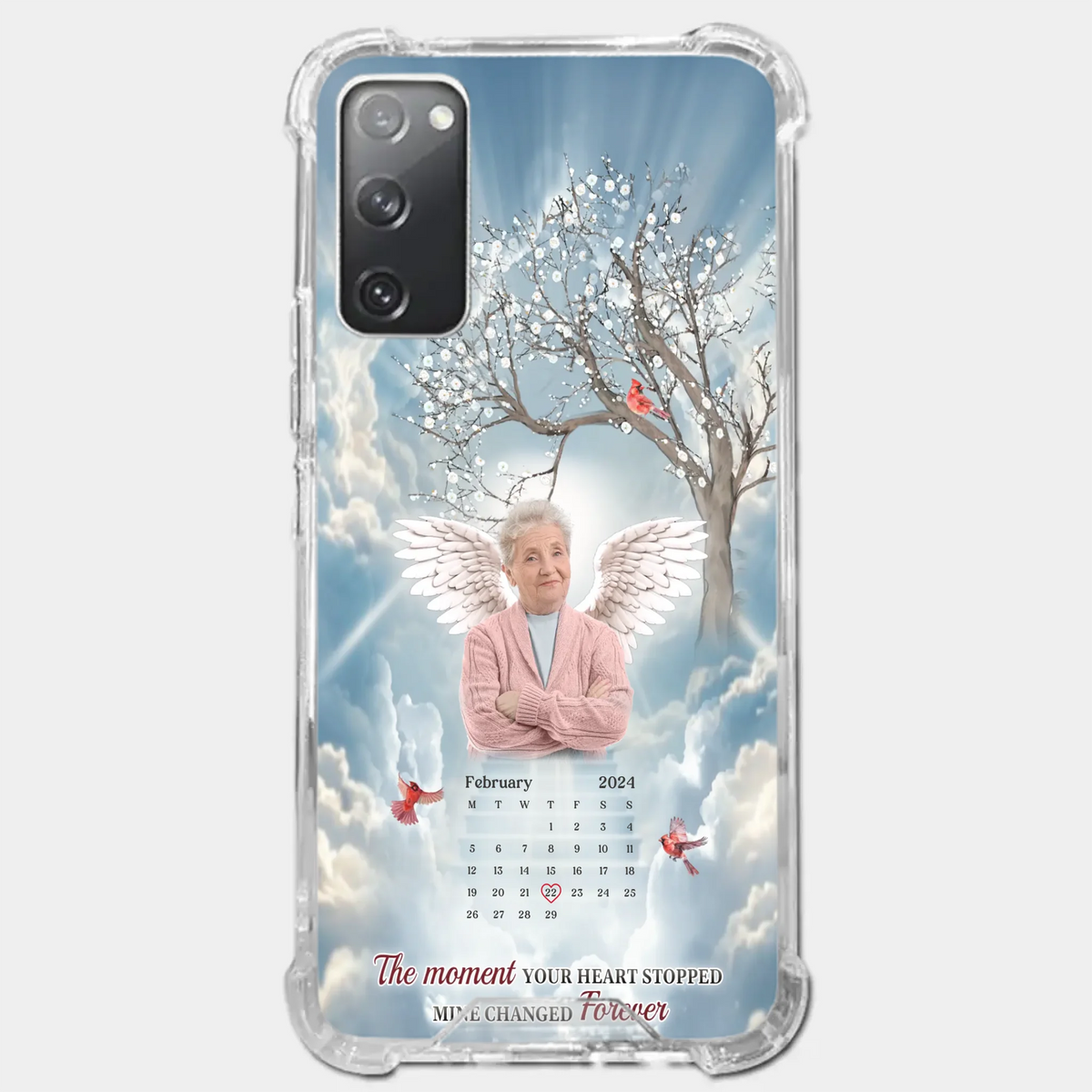 Custom Photo In Our Hearts, You Live On - Memorial Personalized Custom Clear Phone Case - Sympathy Gift For Family Members