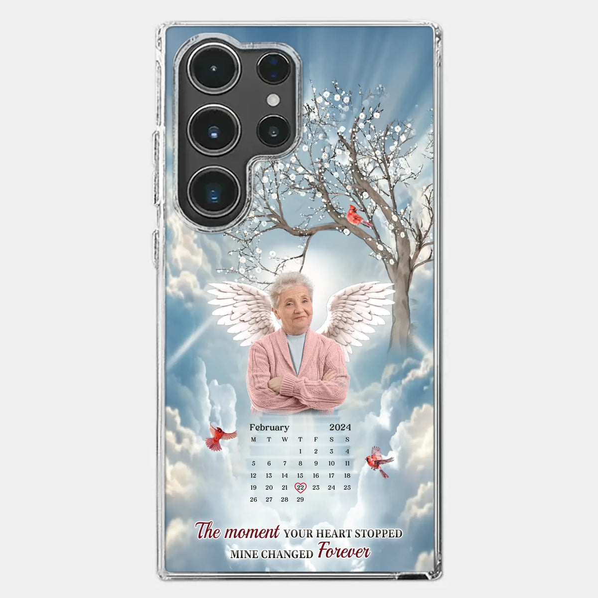 Custom Photo In Our Hearts, You Live On - Memorial Personalized Custom Clear Phone Case - Sympathy Gift For Family Members