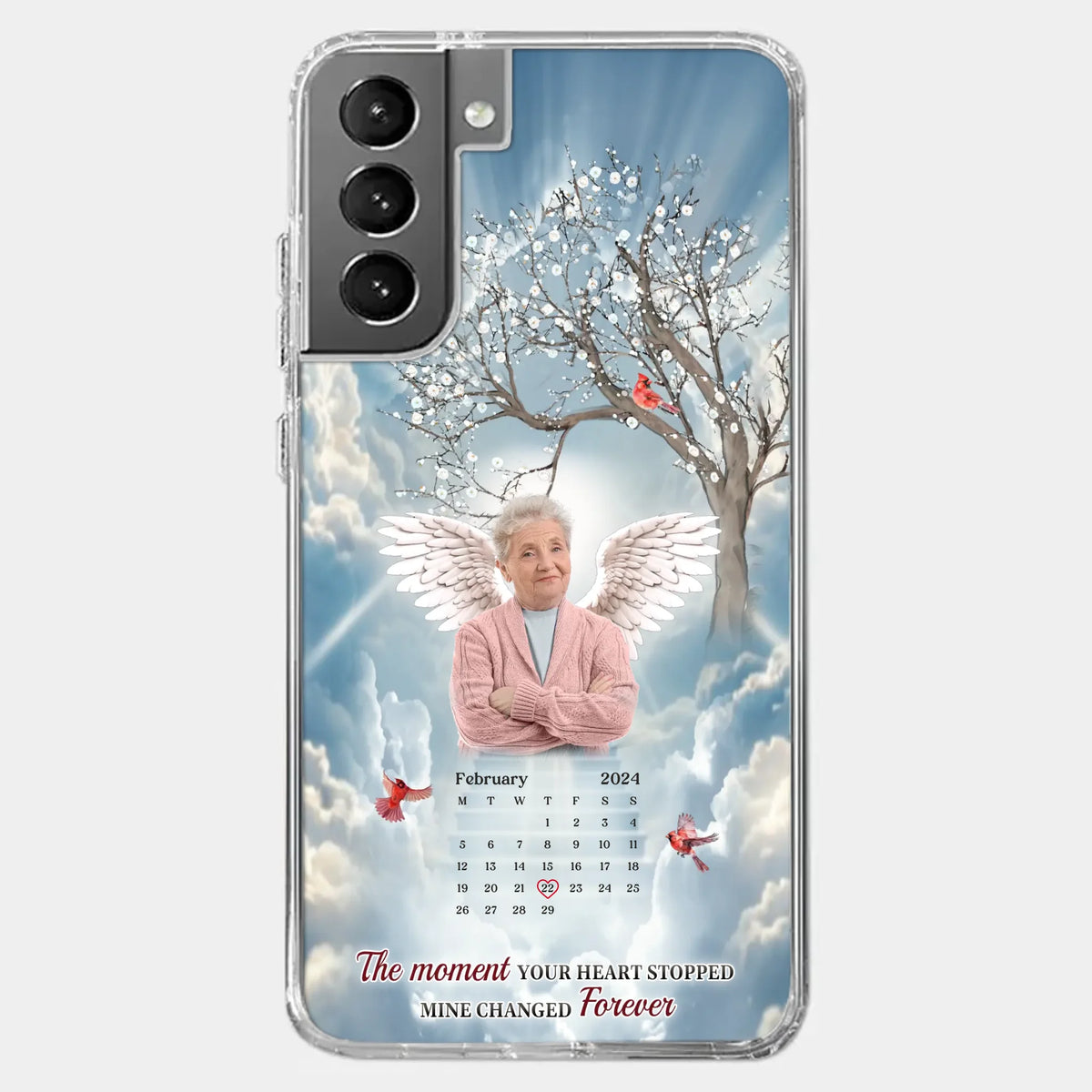 Custom Photo In Our Hearts, You Live On - Memorial Personalized Custom Clear Phone Case - Sympathy Gift For Family Members
