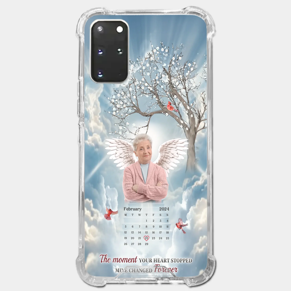 Custom Photo In Our Hearts, You Live On - Memorial Personalized Custom Clear Phone Case - Sympathy Gift For Family Members