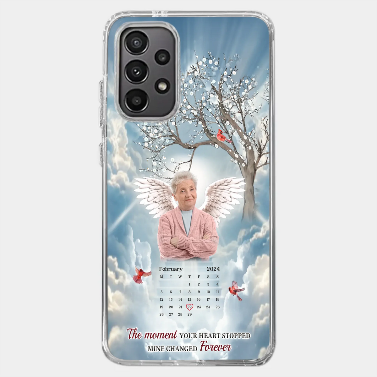 Custom Photo In Our Hearts, You Live On - Memorial Personalized Custom Clear Phone Case - Sympathy Gift For Family Members