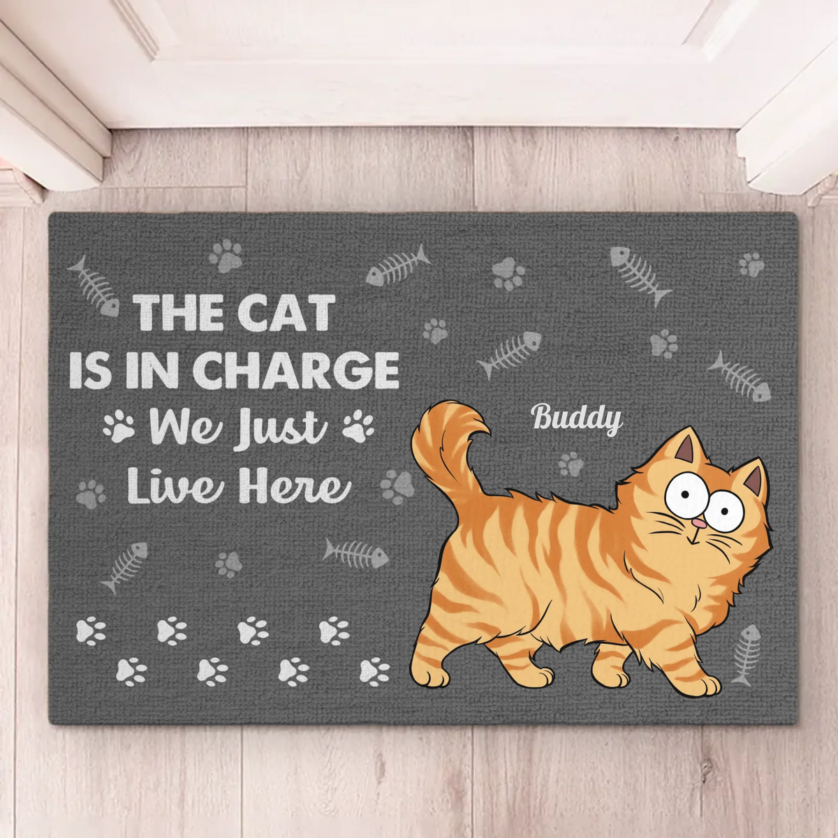 The Cats Are In Charge - Cat Personalized Custom Home Decor Decorative Mat - House Warming Gift For Pet Owners, Pet Lovers