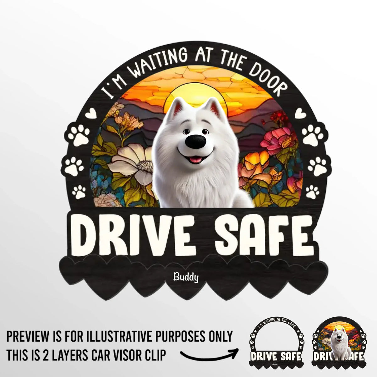 I'm Waiting At The Door, Drive Safe - Dog Personalized Custom Car Visor Clip - Gift For Pet Owners, Pet Lovers