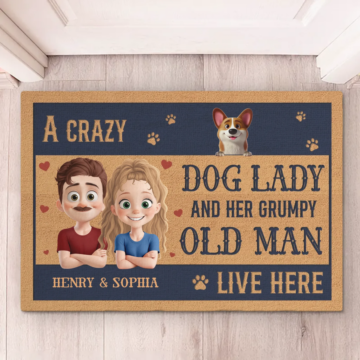 Forever Bonded By Love - Couple Personalized Custom Home Decor Decorative Mat - House Warming Gift For Husband Wife, Anniversary, Pet Owners, Pet Lovers