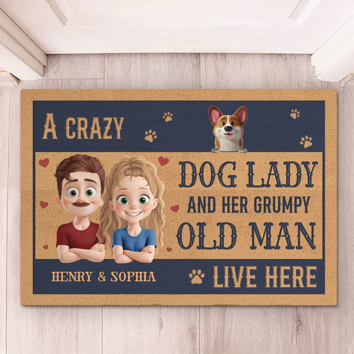 Forever Bonded By Love - Couple Personalized Custom Home Decor Decorative Mat - House Warming Gift For Husband Wife, Anniversary, Pet Owners, Pet Lovers