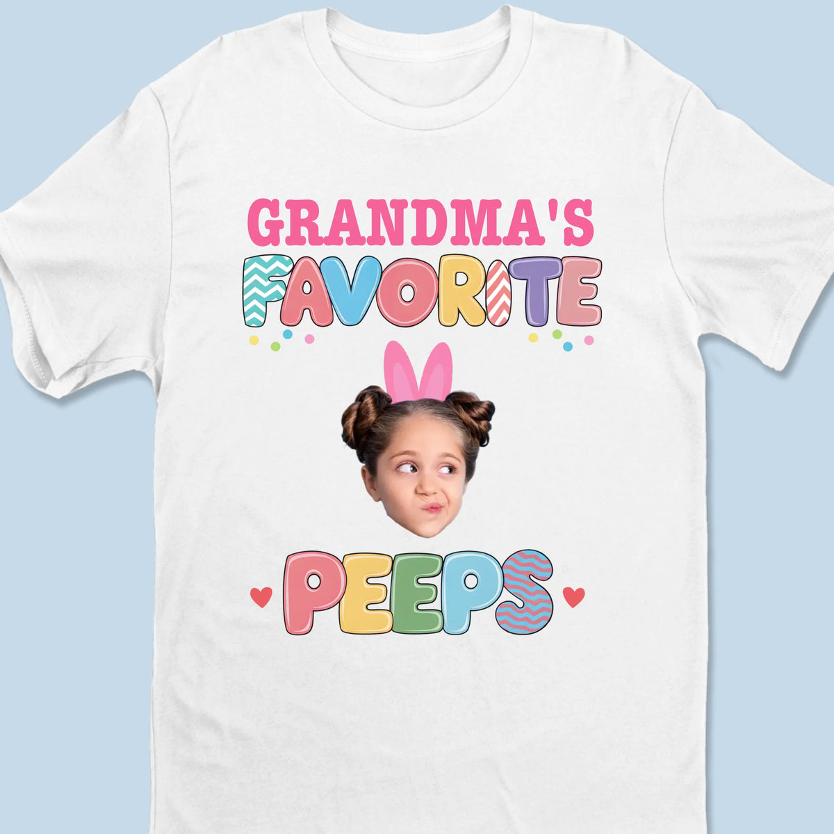 Custom Photo Bunny Hugs From Grandma’s Peeps - Family Personalized Custom Unisex T-shirt, Premium T-shirt, Hoodie - Easter Gift For Mom, Grandma