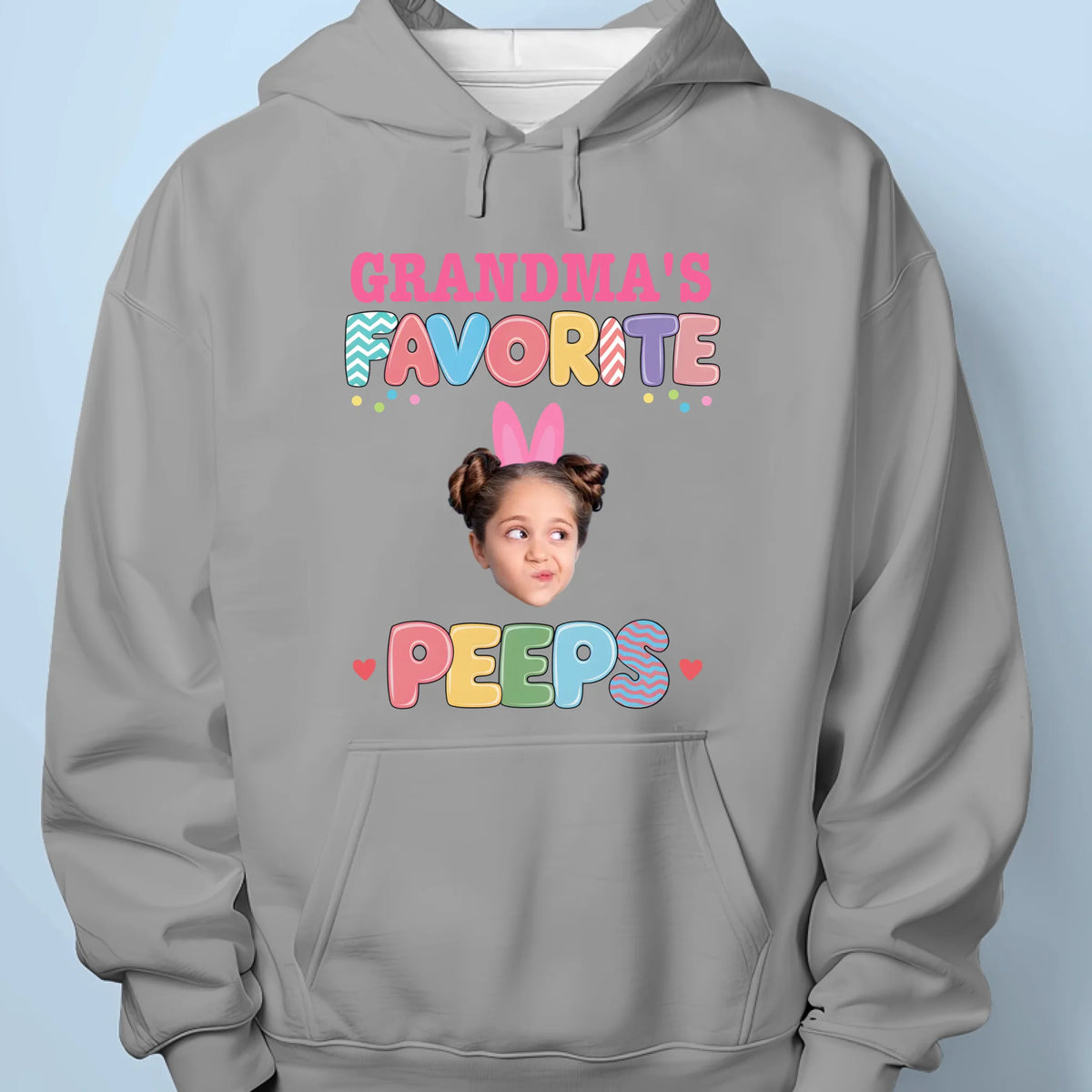 Custom Photo Bunny Hugs From Grandma’s Peeps - Family Personalized Custom Unisex T-shirt, Premium T-shirt, Hoodie - Easter Gift For Mom, Grandma