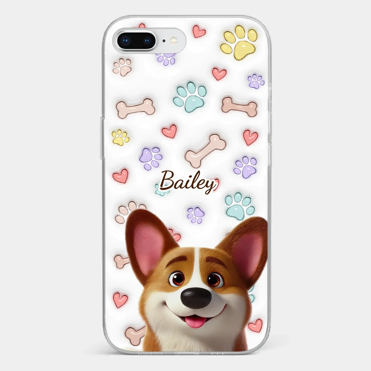 Four Paws, One Heart - Dog Personalized Custom 3D Inflated Effect Printed Clear Phone Case - Gift For Pet Owners, Pet Lovers