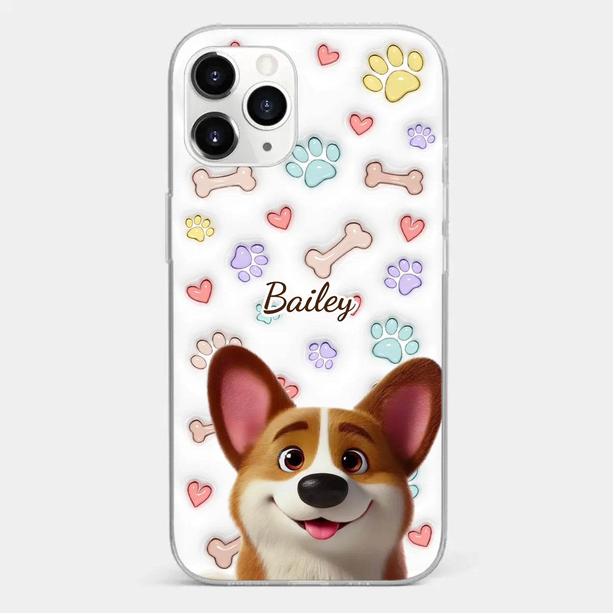 Four Paws, One Heart - Dog Personalized Custom 3D Inflated Effect Printed Clear Phone Case - Gift For Pet Owners, Pet Lovers